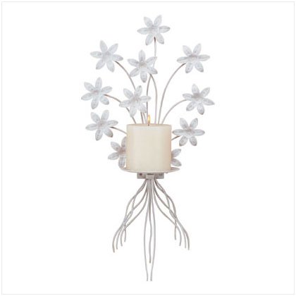 Metal White Floral Candleholder Style 32033