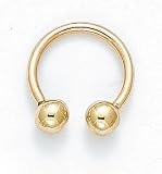 14K 14MM 14G Open Hoop/2 Balls ES-1228