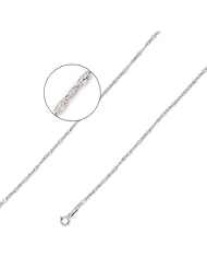 14K Solid White Gold Flat Mirror DC Diamond Cut Chain Necklace 1.6mm (1/16 in.) - 18 in.