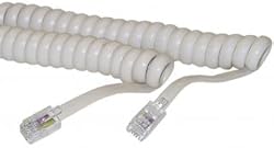 RJ22, 4P / 4C, Ivory Satin Coil, Reverse, 25 ft (Headset to Phone)