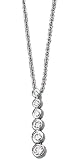 14K White Gold Hand-Crafted Designer Journey Pendant, Enhanced with Bezel Set Diamonds, Sliding on a 16'' Cable-Chain Necklace.(GH-Color, SI-Clarity, c.t.t.w.0.37CT).