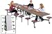 Folding Mobile Cafeteria Table 120L Gray Nebula Top 12 Burgundy Seats