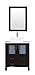 Bosconi Bathroom Vanities 30" Single Vanity With Square Vessel Sink, Countertop, Cabinet, 2 Drawers, And Mirror, Espresso/Phoenix Stone