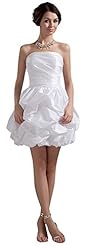Strapless  Crystal Beaded Above the Knee Short Taffeta Wedding Dress  With Ruffles