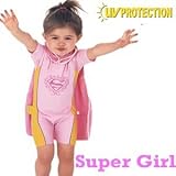 SunSmart - Supergirl UV 1 Piece + towel cape - Size 3 29-35 lbs