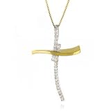 1/4ctw. 10k Yellow Gold Diamond Cross Pendant with 18 Box Chain