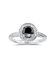 2.00 Cts Black & White Diamond Ring in 14K White Gold