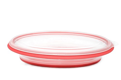 FoldTuk 6 Cup Oval Collapsible Bakeware and Storage Container, Red