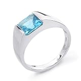 Sterling Silver Square Blue Topaz Ring, size 7.5