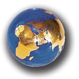 Buy Blue Earth Marble With 22k Gold Continents, Recycled Glass, Half Inch Diameter by Shasta Visions