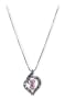 New Sterling Silver Pink heart Simulated Diamond cz Marcasite Pendant and necklace