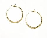 14k Yellow Gold Large Hammered Hoop Earrings