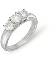 1 Carat 3-Stone Diamond 14K White Gold Ring