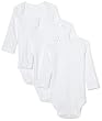 SpaSilk 100% Cotton Long Sleeve Lap Shoulder 3-Pack Bodysuit - White, 24 Months