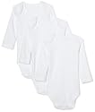SpaSilk 100% Cotton Long Sleeve Lap Shoulder 3-Pack Bodysuit - White, 24 Months