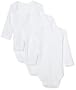 SpaSilk 100% Cotton Long Sleeve Lap Shoulder 3-Pack Bodysuit - White, 24 Months