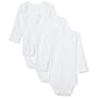 SpaSilk 100% Cotton Long Sleeve Lap Shoulder 3-Pack Bodysuit - White, 24 Months