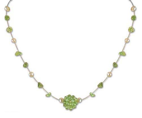 Pearl and peridot pendant 17 L