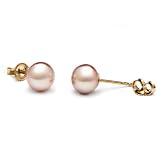 Pair of 7.0-8.0 mm, Button-Shape, Lavender Freshwater Pearl Stud Earrings