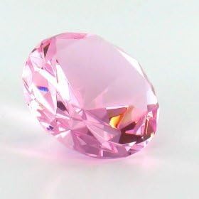 Crystal Clear Faceted Diamond Shaped Paperweight Top Maybe Engraved Apx. 3.5" Diameter (Pink)