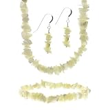 Sterling Silver Genuine Mother of Pearl Stone Chip Earrings Bracelet Necklace Jewelry Set