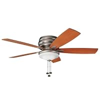 Kichler Lighting 300119NI Windham 52-Inch Ceiling Fan with Reversible Maple/Marive Cherry Blade and Integrated Light Kit, Brushed Nickel