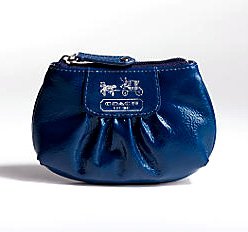 Coach Patent Madison Skinny Case Bag Key Chain 43154 Colbalt Blue