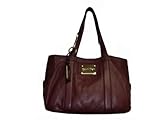 Women's Calvin Klein Large Leather Tote Handbag (Burgundy)