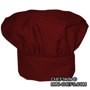 CHEFSKIN BURGUNDY RED CHEF MUSHROOM HAT ADULTS ADJUSTABLE VELCRO, NICE TWILL FABRIC TOP QUALITY HAT, DELIVERED IN 2-3 DAYS