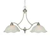 Yosemite Home Decor 92182-2SN Mahogany Collection Two-Light Incandescent Kitchen Island Counter Satin Nickel Frame with White Marble Shades