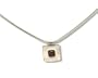 a square shape garnet stone set into square pendant- complete with 16" chain