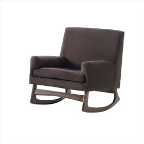 Sleepytime Rocker Fabric Style: Microsuede in Ecru, Legs: Dark Ash Wood