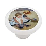 IMAGE OF Children on the Beach by Cassatt Decorative High Gloss Ceramic Drawer Knob