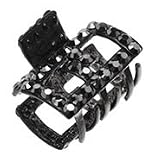 L. Erickson Mini Cutout Jaw with Crystals - Black with Jet AB on Silver