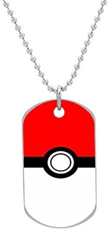 Pokemon Pokeball Ball Poke Red White Simple Customized design personalized unique OvaL Dog Tag Pet Tag Cat Animal Tag necklace pendant Bead Chain