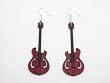 Cherry Red Guitar Wooden Earrings
