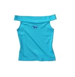 Aura from the Women at Wrangler Ballet Neck Glitter Screenprint Piece DyedRib Knit Top, Marine