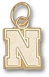 Nebraska Cornhuskers Solid 10K Gold Block ''N'' 3/8'' Pendant