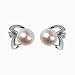 White 5.5-6mm Aster Cultured Pearl 14k Gold Diamond Earrings