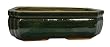 Jade green ceramic bonsai pot / planter - oblong, ridged corners