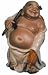 Chinese Walking Happy Buddha with Wish Granting Fan - ceramic figure