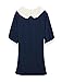 Allegra K Women Peter Pan Collar 3/4 Sleeve Short Shift Dress L Dark Blue