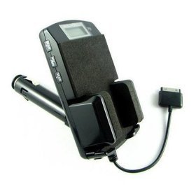 Sumnique Black 6-in-1 Car Kit, LCD 205 Channels FM Transmitter With Holder, iPod Charger, USB Charger, 3.5MM Audio