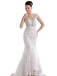 Mermaid Flared-Skirt Lace Sleeveless Wedding Dress 
