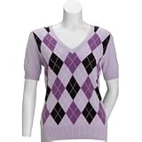 bette & court Short Sleeve Argyle Sweater
