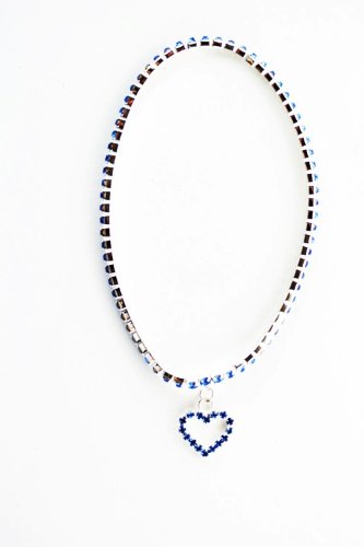 Diamond Studded Heart Anklet – Dangle Malibu Anklet (Blue)
