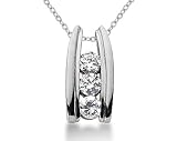 0.80CTW Bar Set Diamond Three Stone Pendant in 14k White Gold