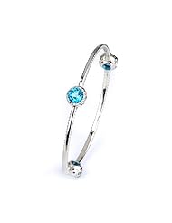 Sterling Silver Blue and Silver Cubic Zirconium Bangle