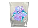 ArtisanStreets Pearlized Hydrangea Bridal Vase. Blue, Purple & White Blossom on Hand Painted on Clear Glass. One of a Kind, Signed by Artisan