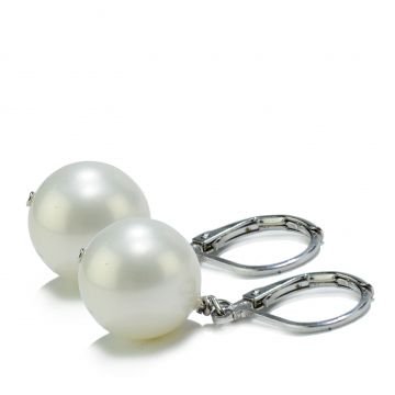 Belle by Sorelle 12mm White Shell Pearl Lever Back Earrings